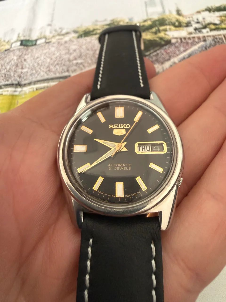 Seiko 5 Automático Vintage Preto Day-Date - Calibre 6139 - Japão - Foto 3