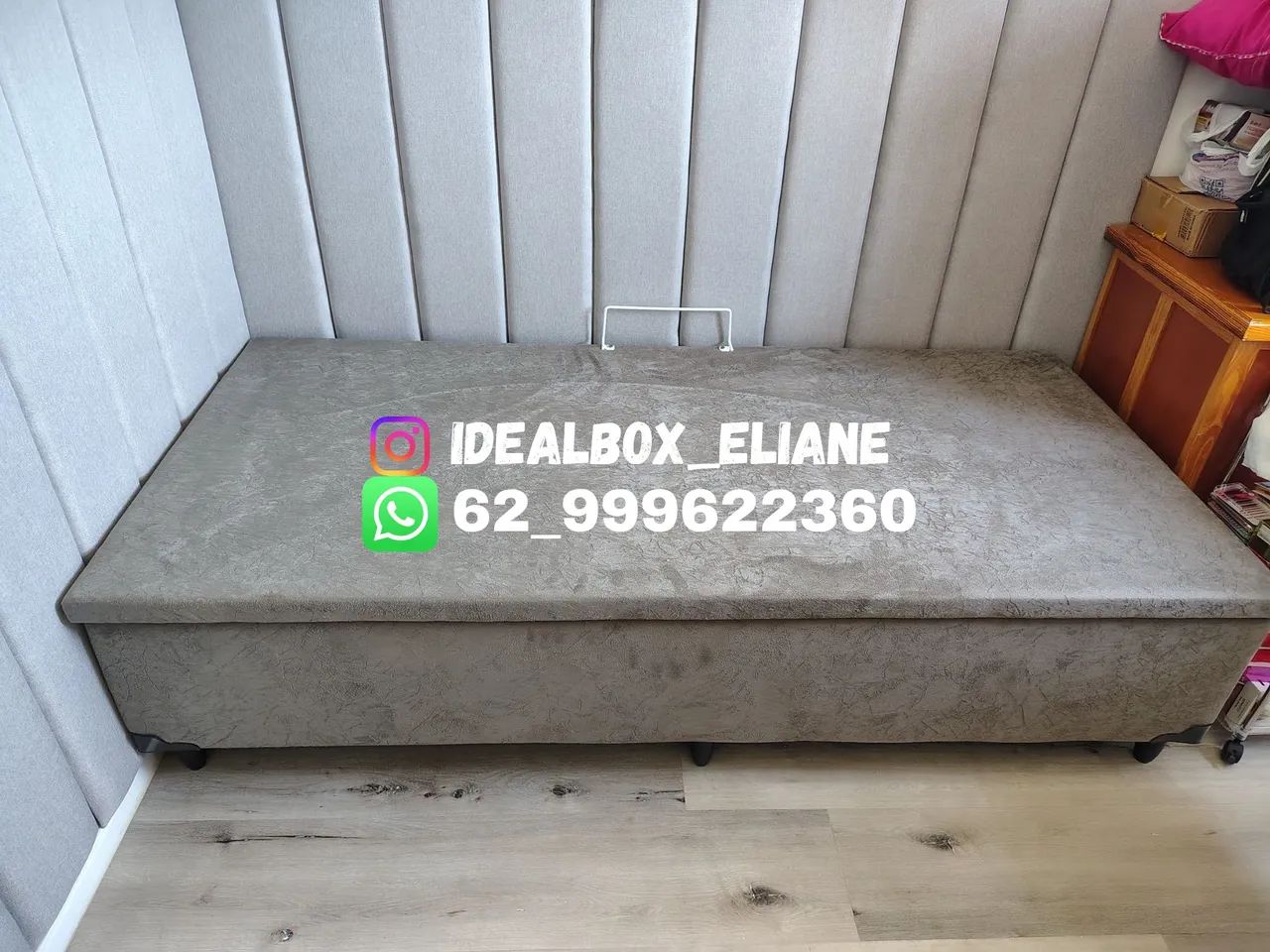 Box baú solteiro 88×188 - Blindado na madeira de eucalipto tratado  - Foto 3
