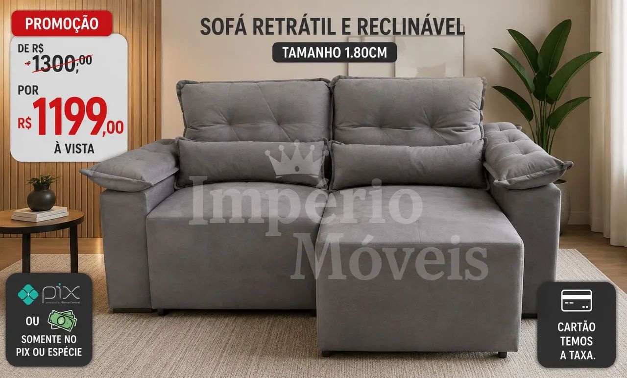 SOFA RETRÁTIL E RECLINÁVEL 