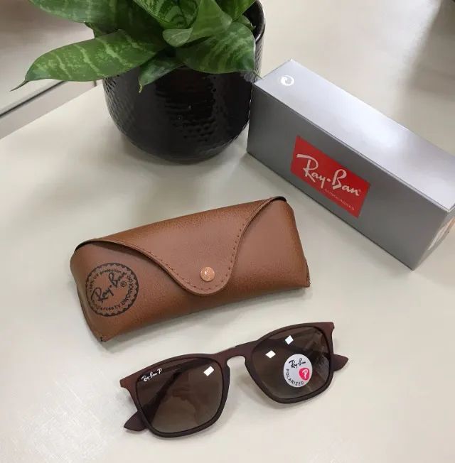 óculos de sol ray ban chris marrom 
