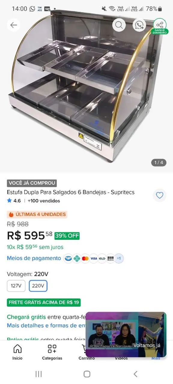 Estufa de lanche 220 novinha - Foto 4