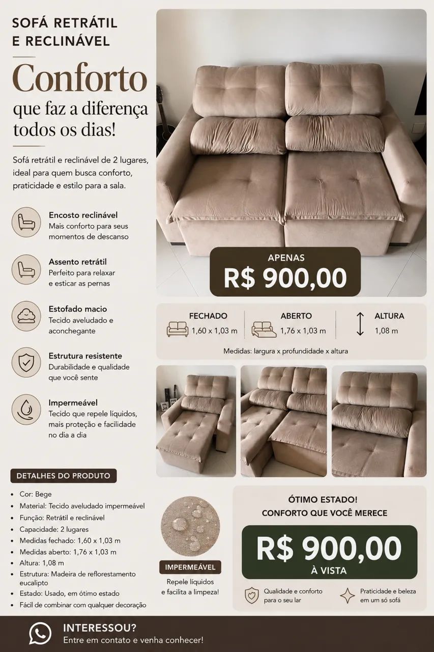 Sofa - Preço Baixou para 600 reais - Oportunidade 
