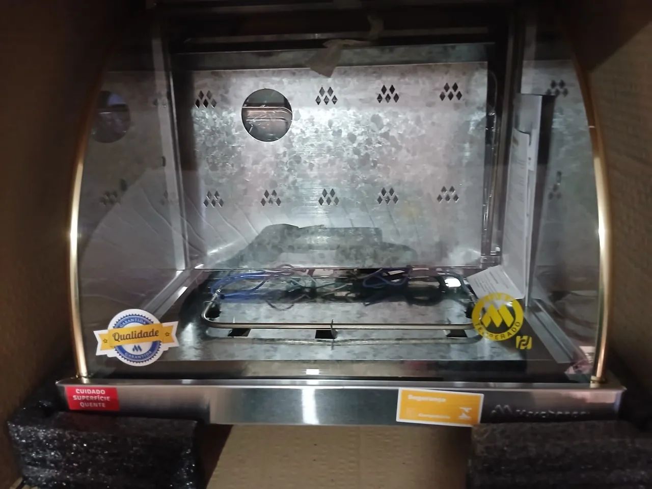 Estufa ouro pra salgados curvada dupla com 6 bandejas 127 v - Foto 2