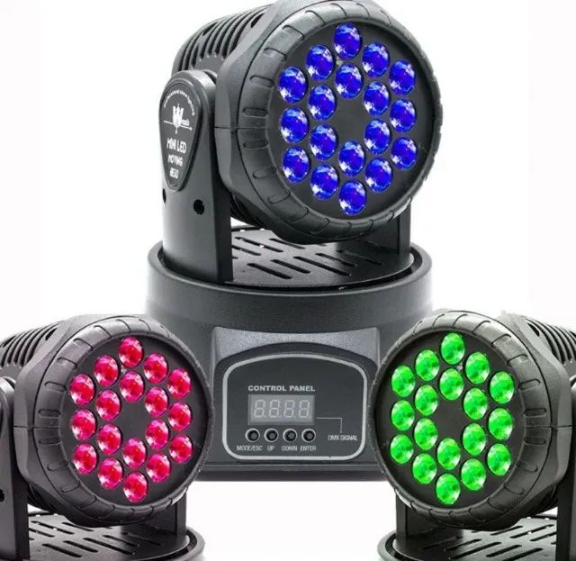 Mini Moving Head Wash 18 Quadrileds Rgb Iluminação Dj