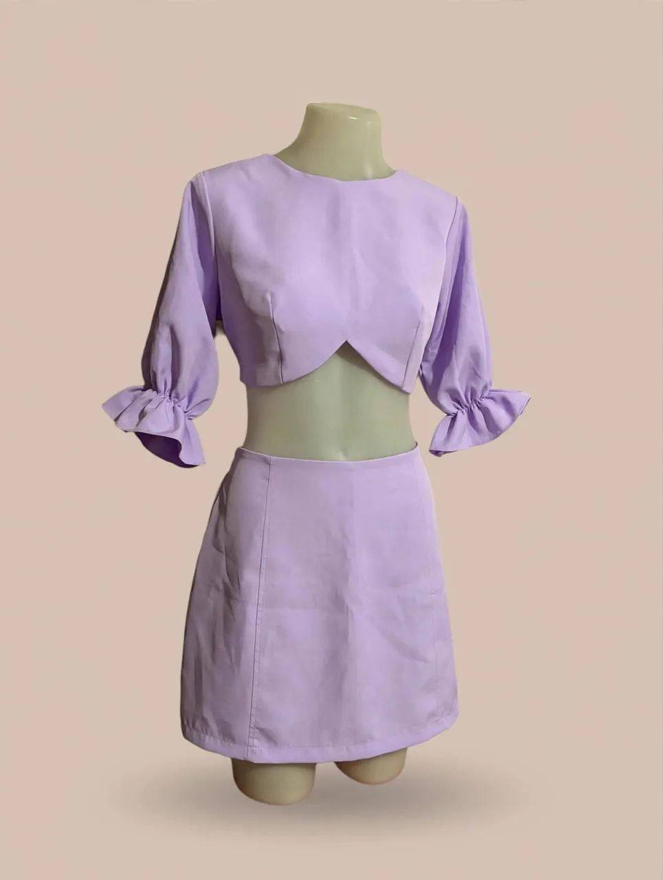Conjunto Lilás Cropped e Calção Saia - Foto 3