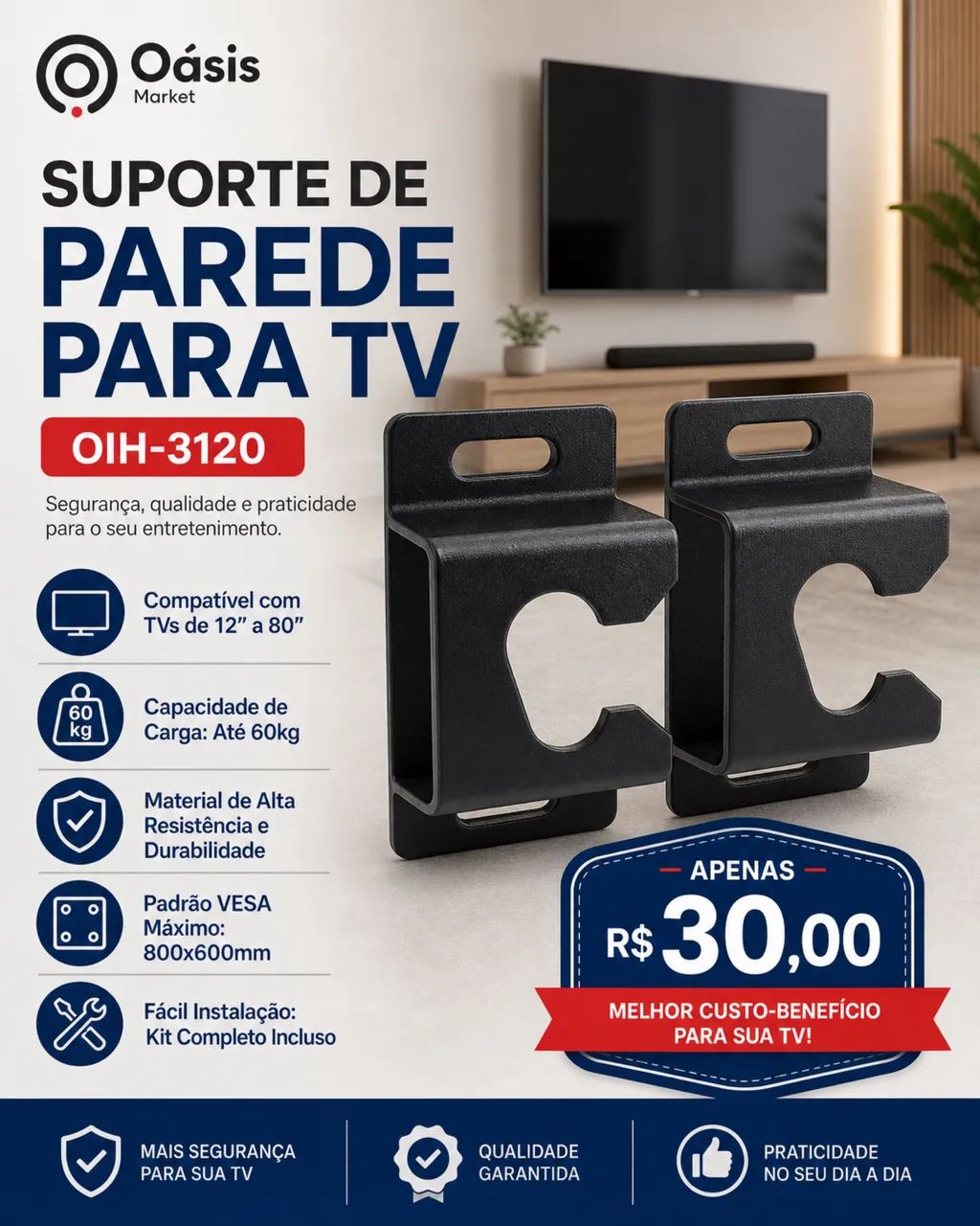 Suporte fixo de tv