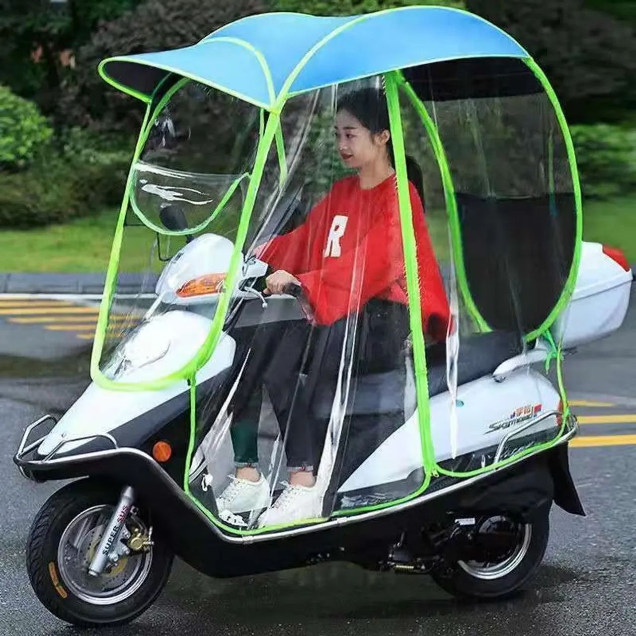 Dossel/capa de chuva para scooter elétrica 