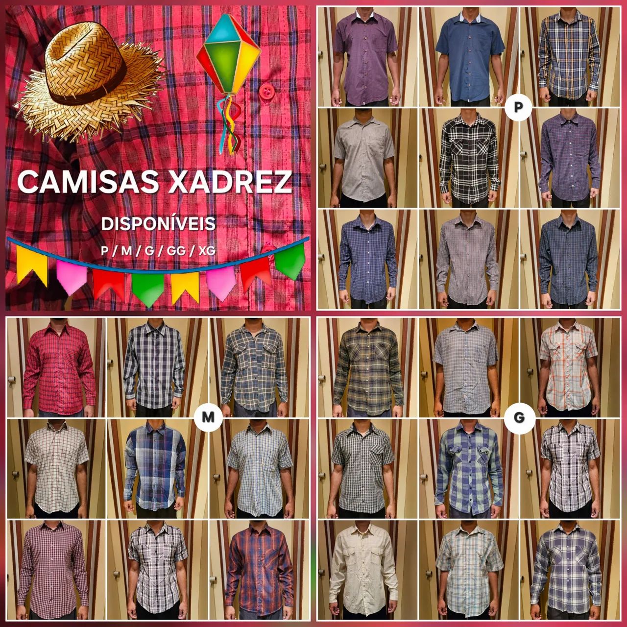 Camisas Xadrez Manga Curta ou Longa 