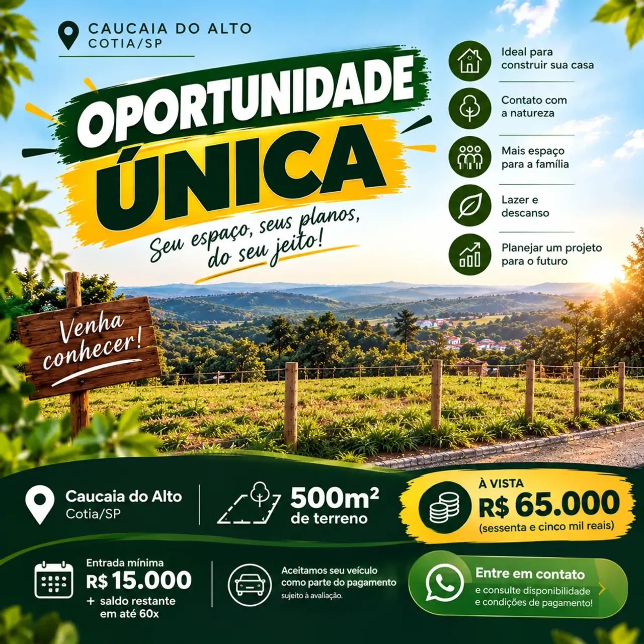 UMA NOVA FASE PODE COMEÇAR COM 500m²!