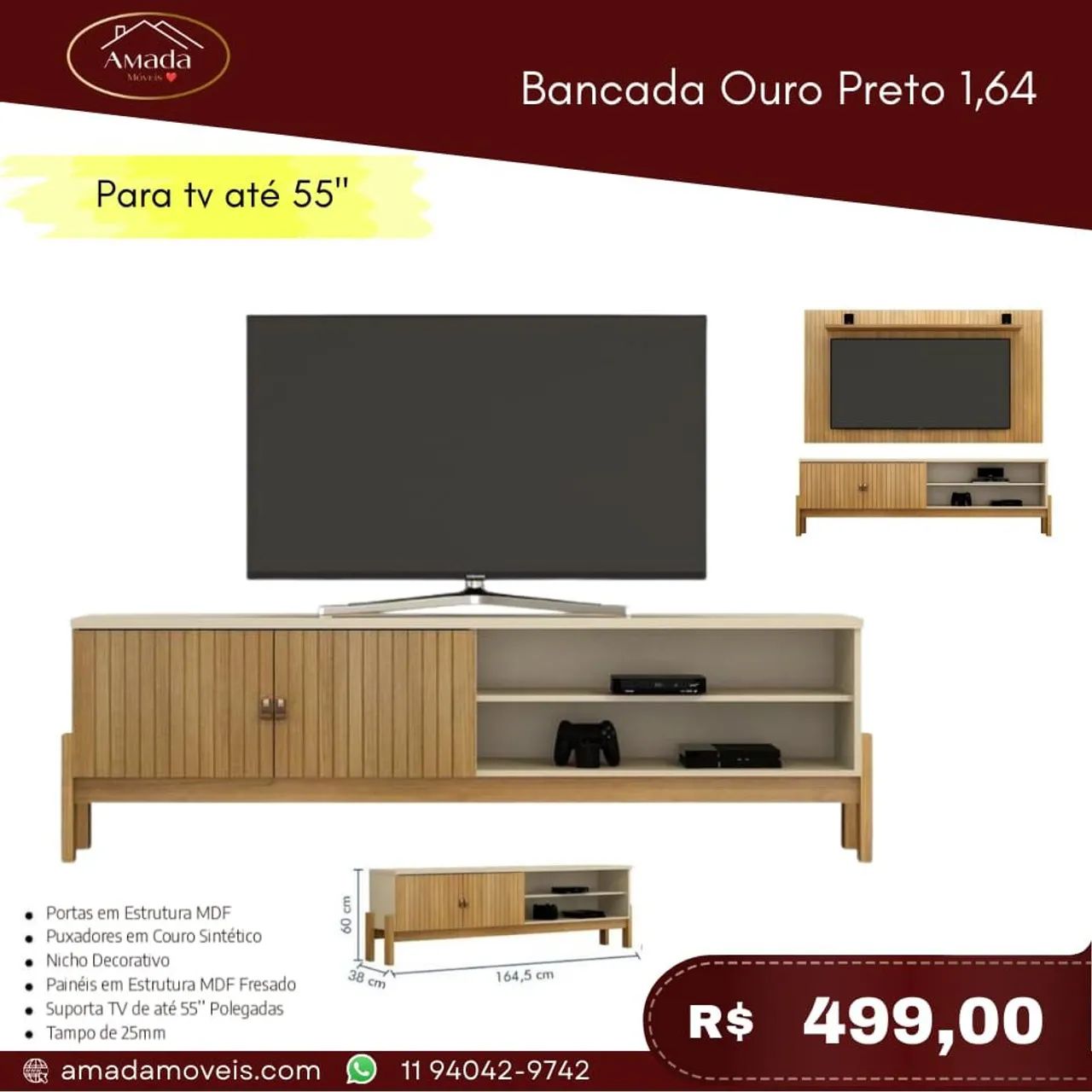 Bancada Ouro Preto 1,64 - à pronta entrega 