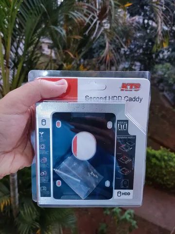 Adaptador Caddy para notebook 12,5mm e 9,5mm, temos SSD também