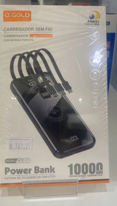 Carregador Portátil Por Indução Sem Fio 10000mAh Com Cabos Embutidos -Loja Coimbra Entrega
