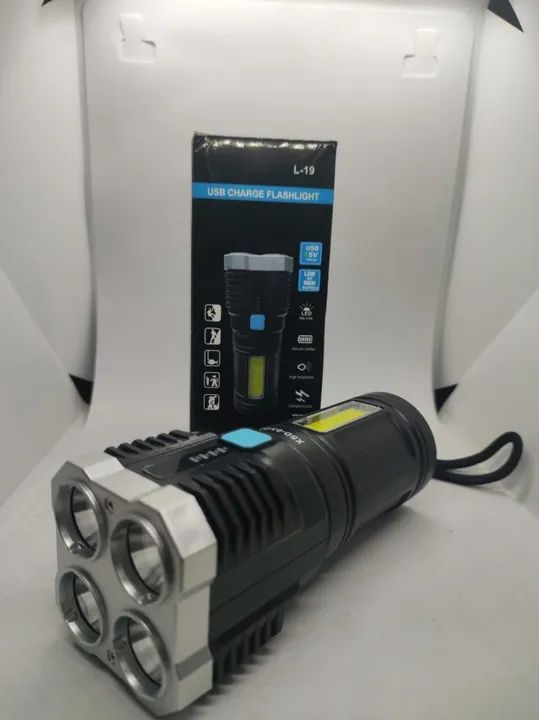 Lanterna Led Prova D água 4 Núcleos Potente Usb Recarregável - Foto 5