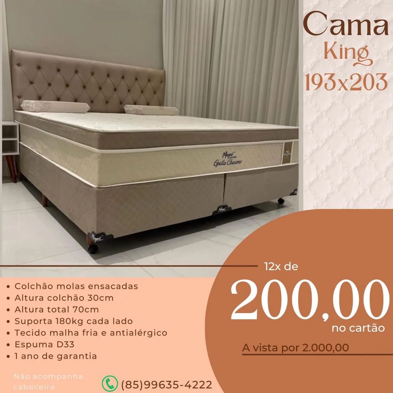 CAMA BOX KING SIZE 193X203  - Foto 4