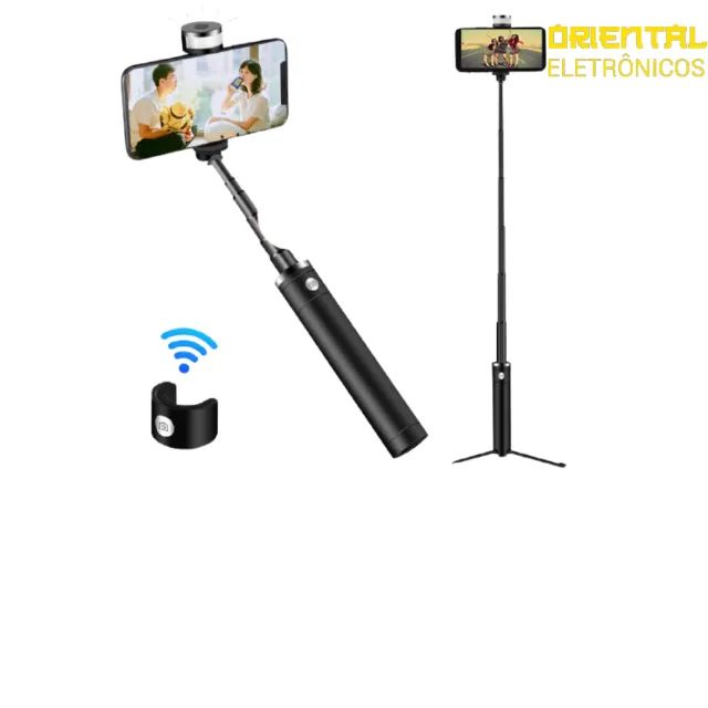 Pau de selfie bluetooth recarregável com tripé e led