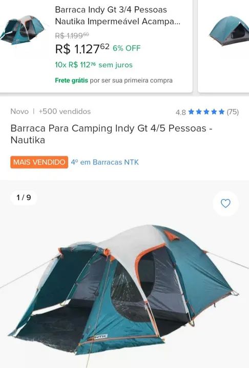 Barraca de Camping Náutica Indy GT com antessala e varandala - Foto 6
