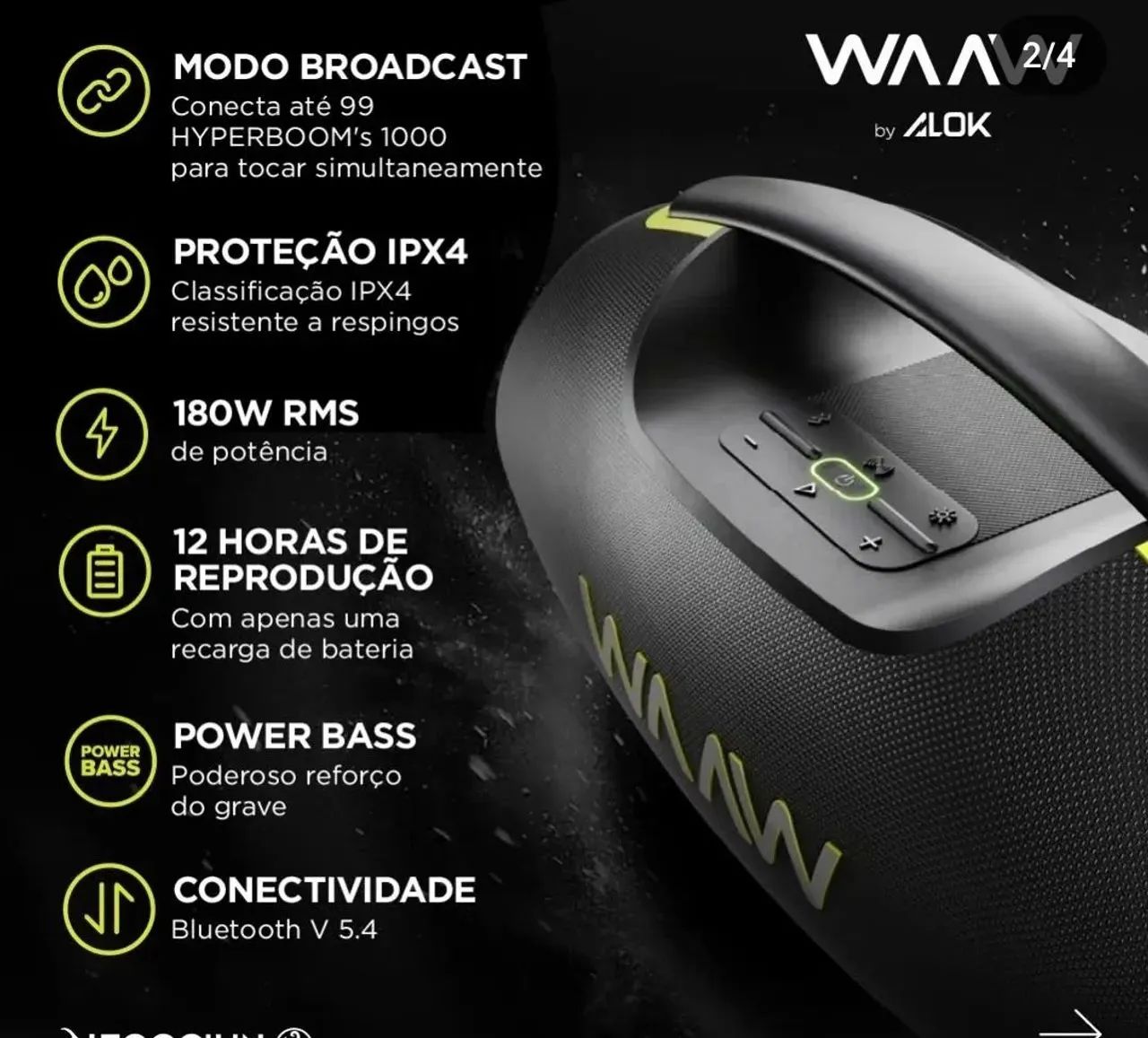 Caixa de som Waaw Hyperboom 1000 Alok - Foto 4