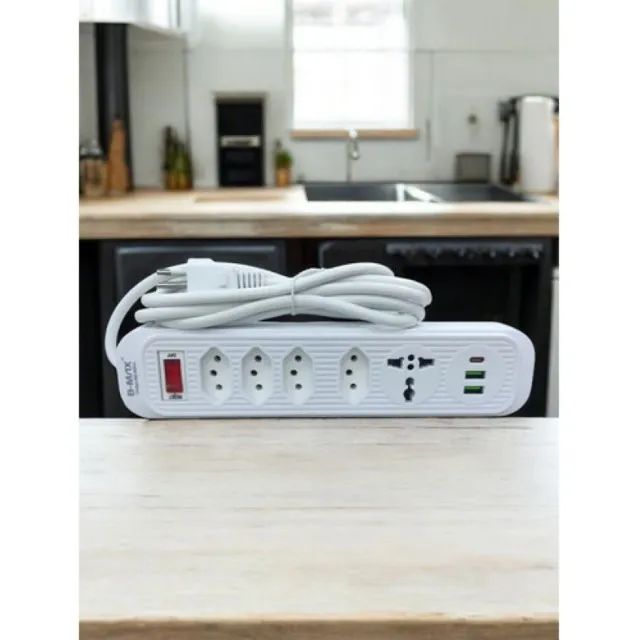 Extensão Filtro De Linha 5 Tomadas 2 Usb 1 Tipo C Universal - Foto 5