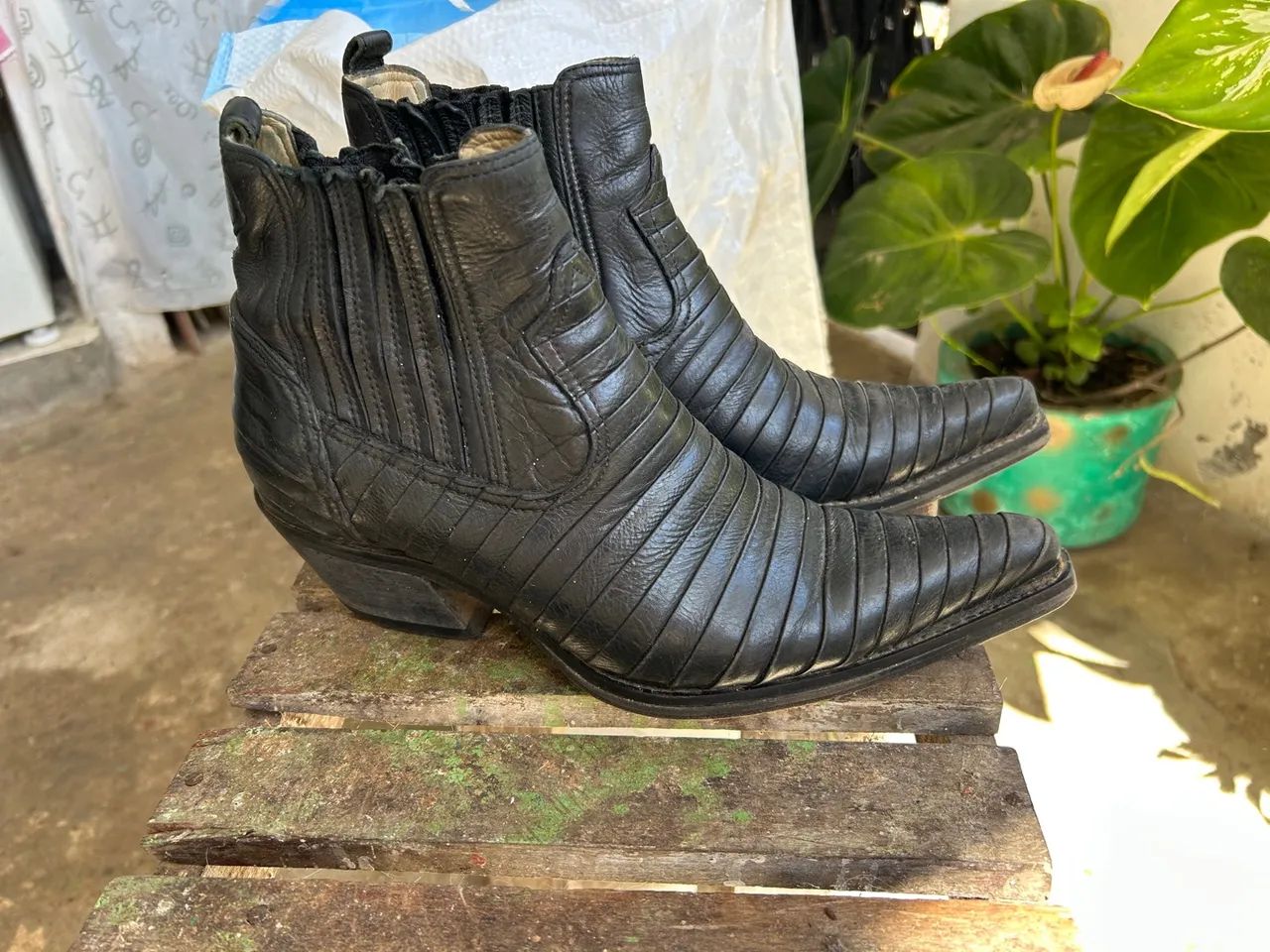 Bota masculina em couro legítimo 41 - 42