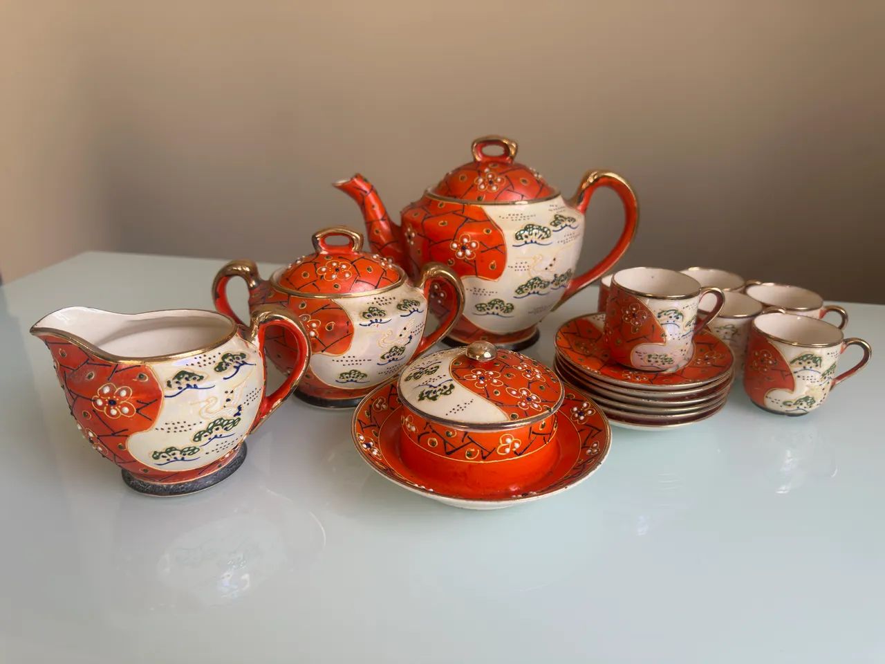 conjunto de porcelana japonesa vintage estilo kutani / satsuma - Foto 2