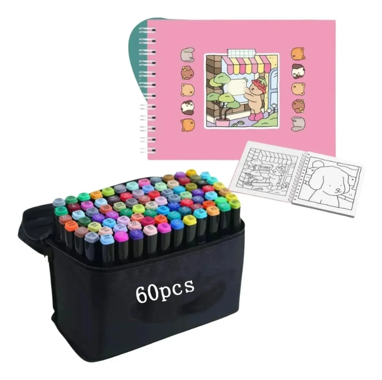 Kit Caderno Pintura *Bobbie Goods* 60 cores