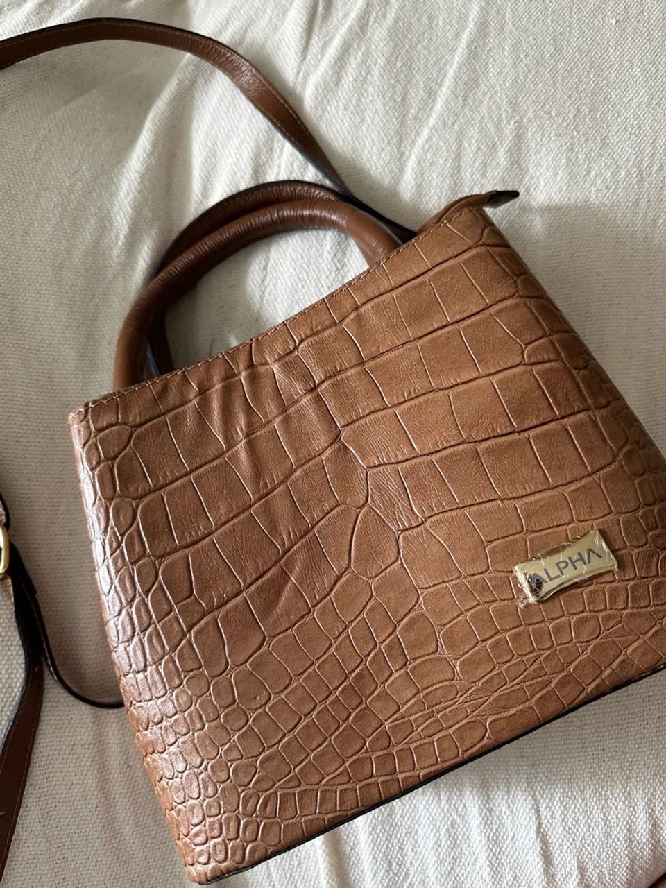 Bolsa Marrom - Couro Croco