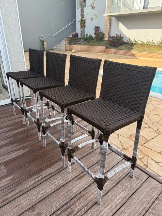 Conjunto de 4 Cadeiras de Bar em tricô nautico 590 cada - Foto 4