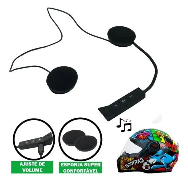 Fone Ouvido com Microfone para Capacete Sem Fio Bluetooth Viva Voz 