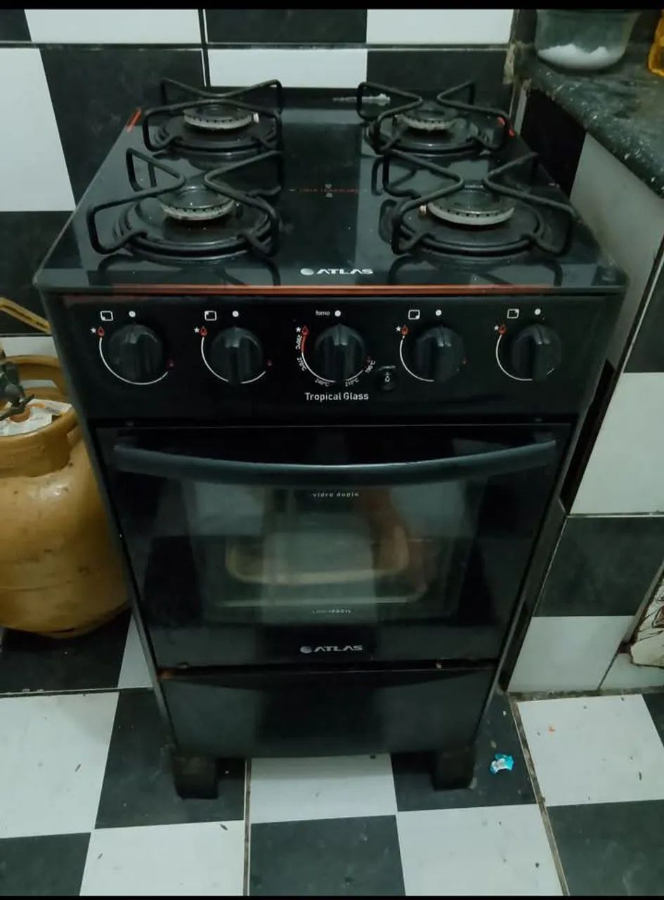 Fogão Atlas 4 Bocas com Forno - Tropical Glass