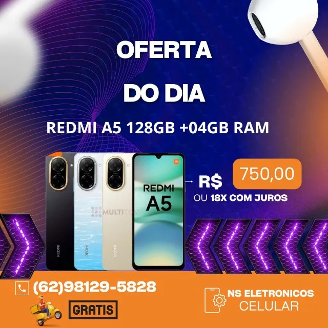 Celular Redmi A5 4G 128GB + 04GB RAM Novo Lacrado Global Entregamos Gratis
