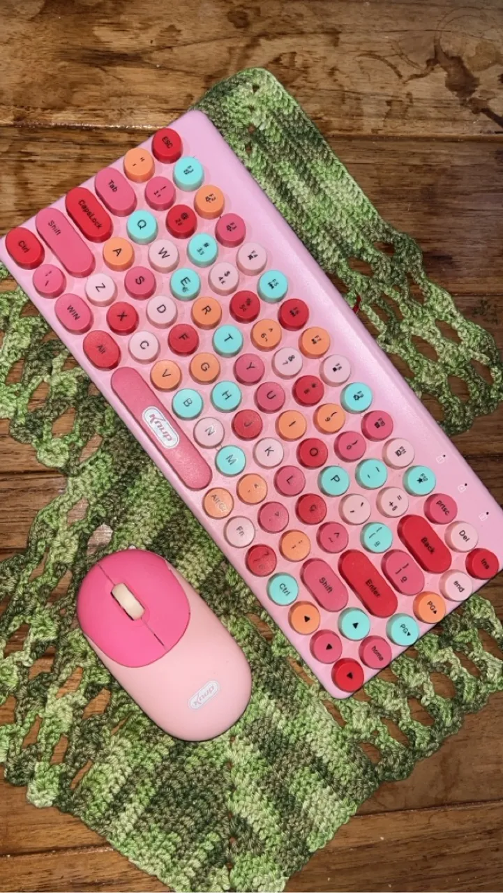 Kit Teclado e Mouse Sem Fio Rosa
