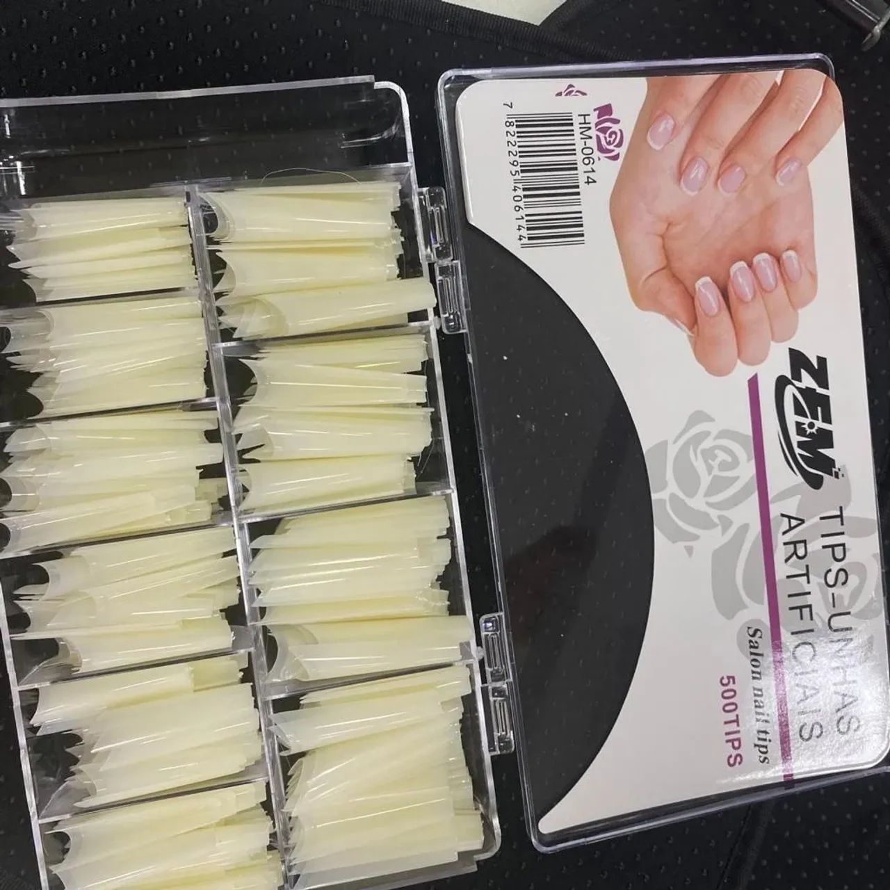 500 Tips Alongada Curvatura C Unhas Posticas (TRANSPARENTE)