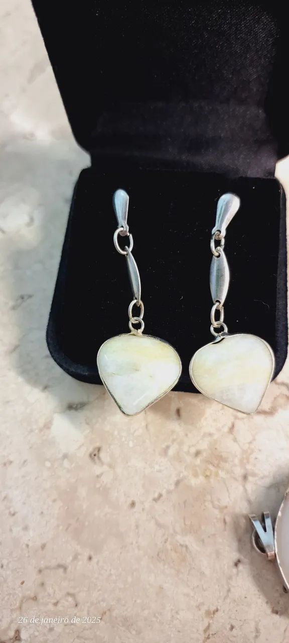 Pingente + brincos quartzo branco natural - Foto 5