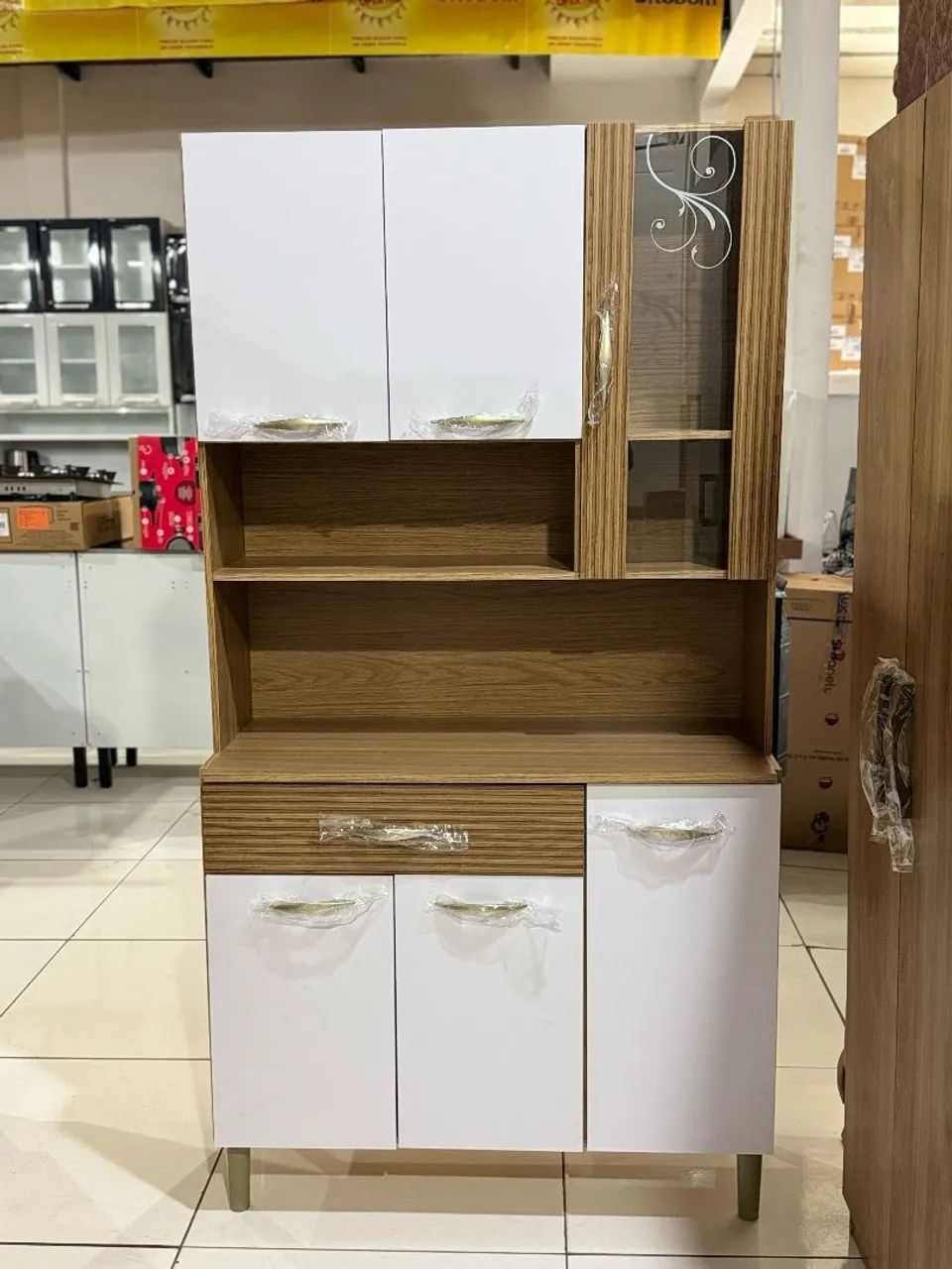 Armário de Cozinha Completo Branco com 6 Portas e 2 Gavetas - Foto 3