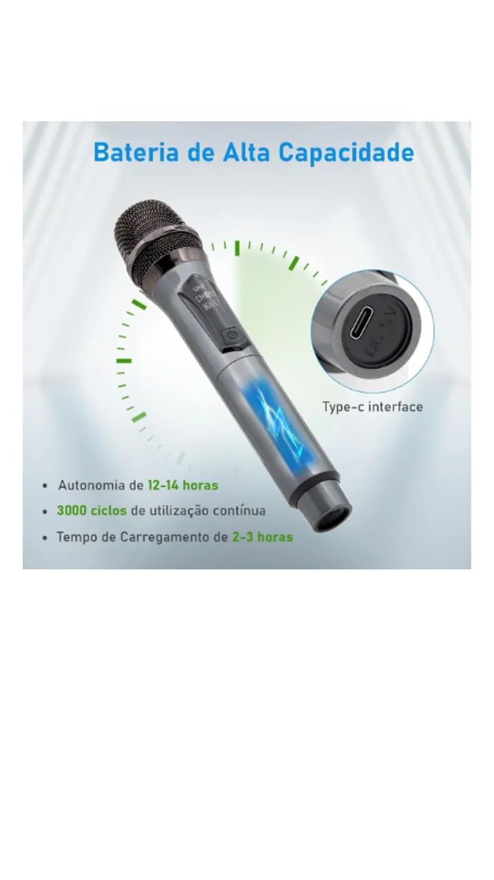 MICROFONE DUPLO SEM FIO PROFISSIONAL MC826 - Foto 5