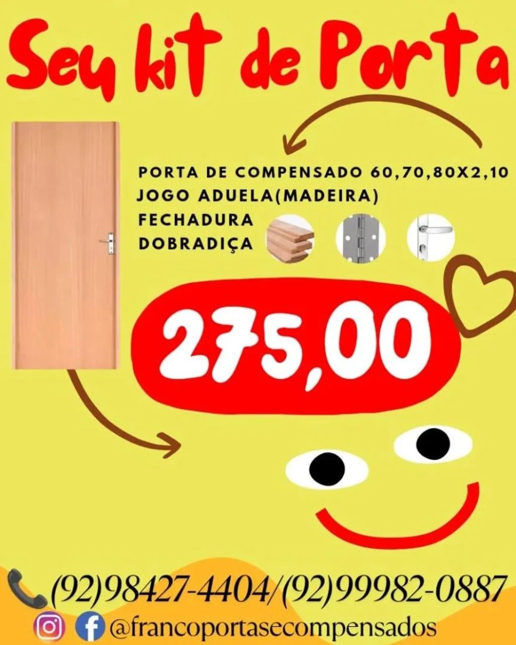 Kit Porta Compensado 60, 70 ou 80cm - R$275,00