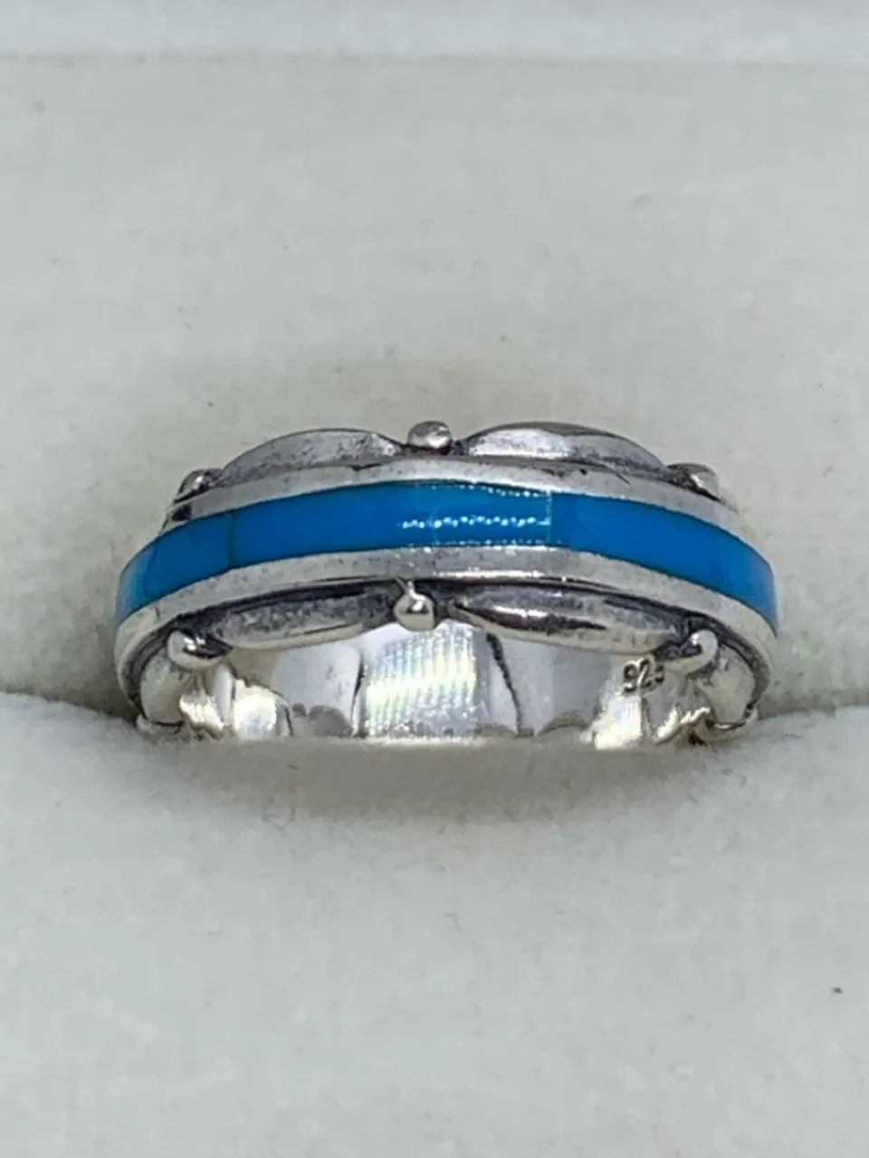 Anel de Prata com design Azul turquesa