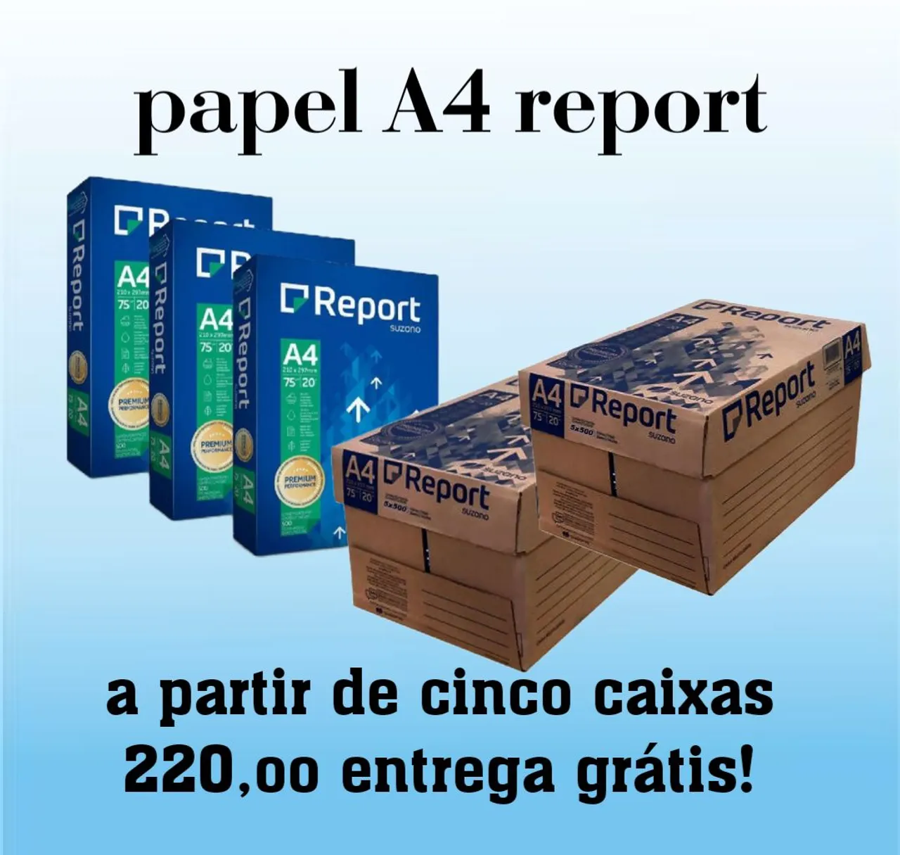 Papel A4 Report - A partir de 5 caixas - Entrega Grátis!