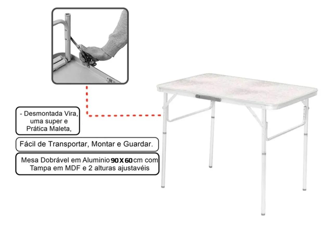 Mesa dobrável 90x60 vira maleta - Foto 2