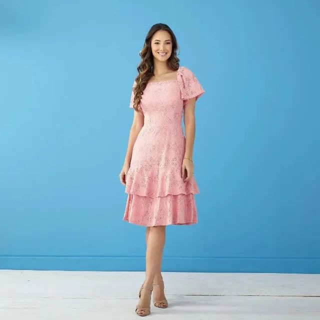 vestido em renda rose G