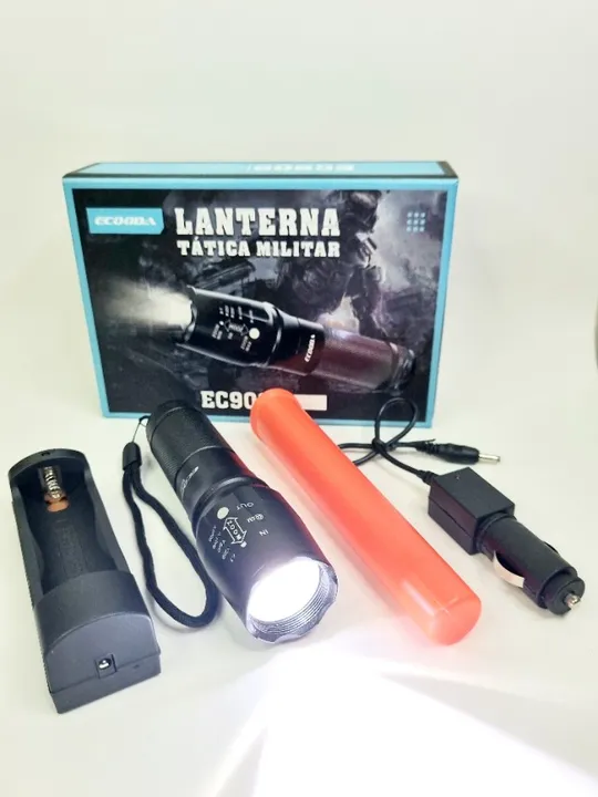 Lanterna Led Ec 900 Zoom Recarregável Aluminio Resistente a Água - Pronta Entrega