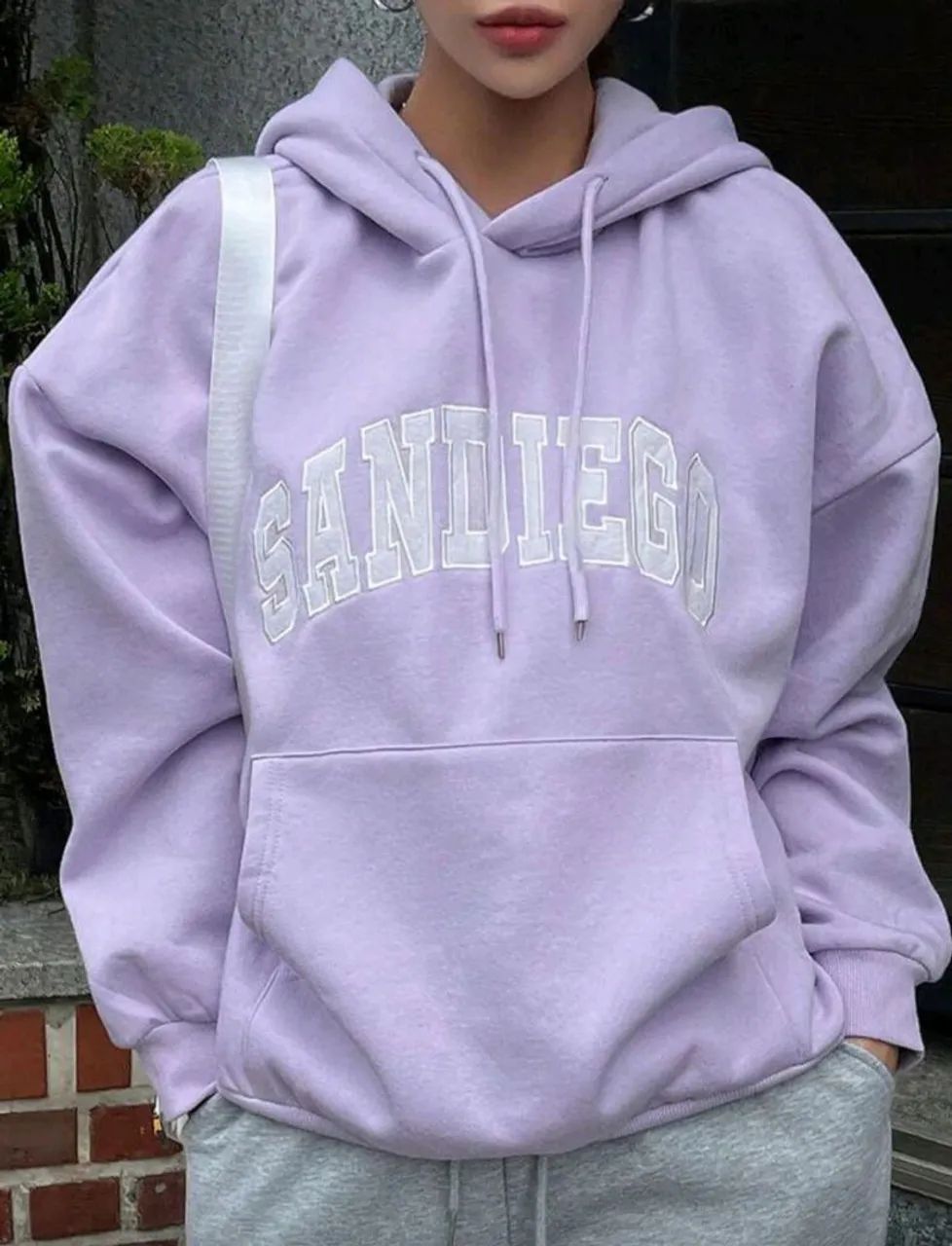 Moletom Lilás Feminino DAZY com Capuz - Térmico, Casual e Confortável - Foto 2