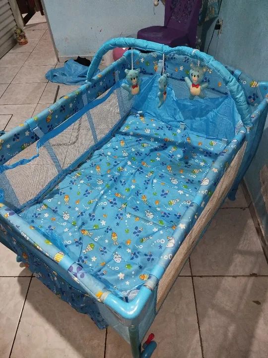 Berço Infantil - Azul - Com Brinquedinho - Foto 3