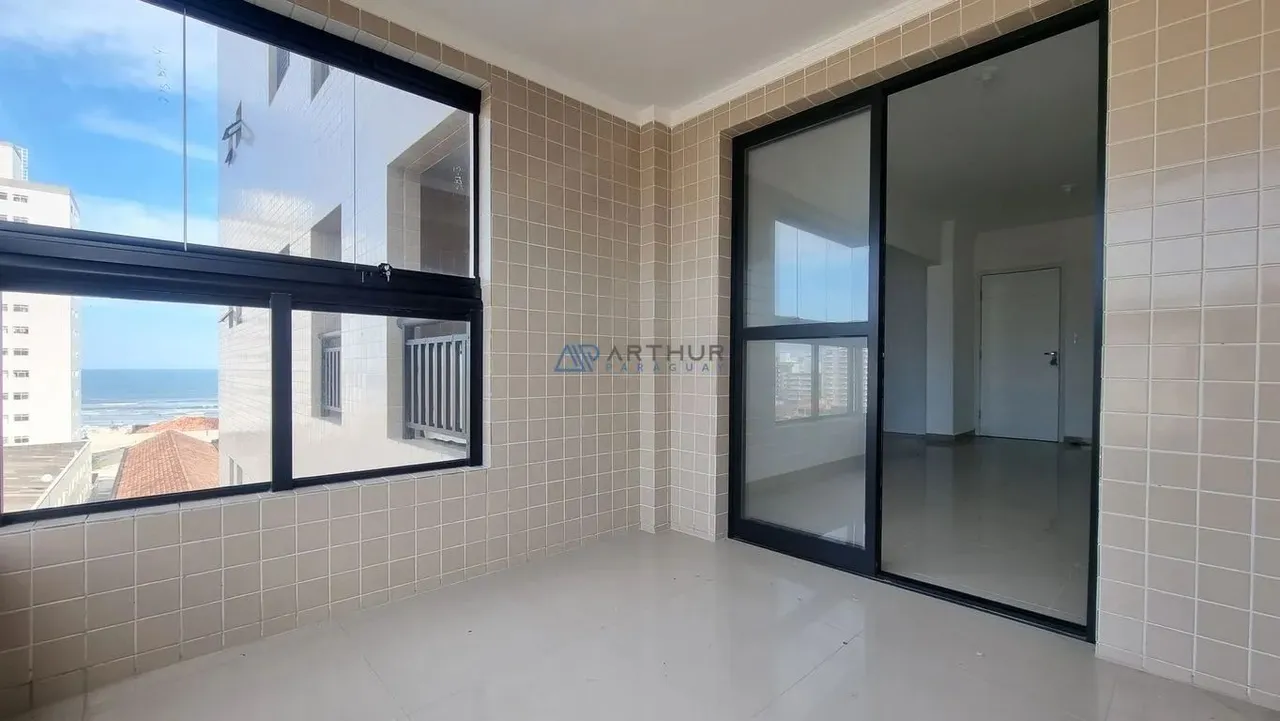 Apartamento em Praia Grande Vista mar, Vila Mirim com 2 quartos, 1 suíte, 67m²