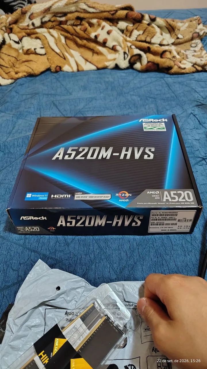 Placa mãe asrock A520M HVS + Ryzen 5 4600g