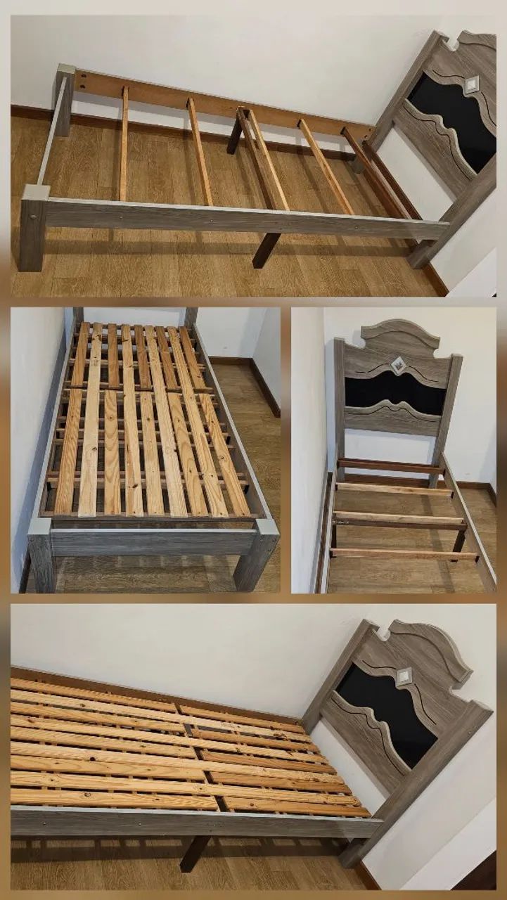 Cama de madeira MDF padrão solteiro - Foto 4
