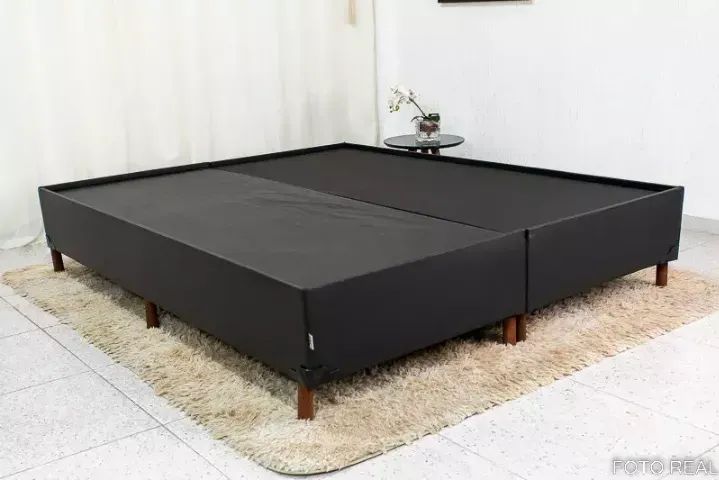 Base Queen Box Suede Preto c/ Tratamento Antialérgico (Loja)