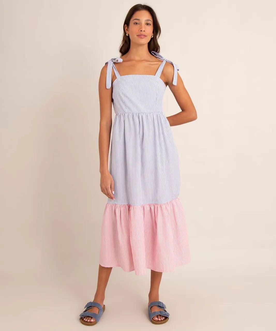 Vestido listrado rosa e azul tam. PP - Foto 2