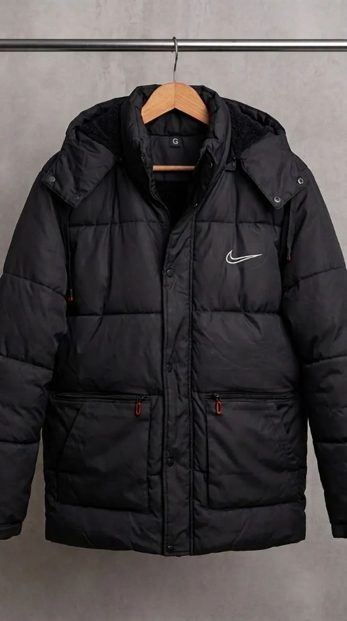 Jaqueta Puffer Nike Preta Masculina Com Capuz (Importada) - Foto 4