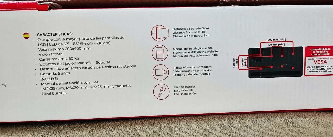 Suporte fixo para TV de 32 a 85 polegadas. - Foto 5
